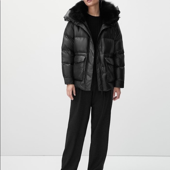 Massimo Dutti Black Down Puffer Jacket small
